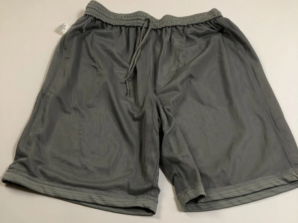 Pantalones Cortos de Baloncesto Bcg Para Hombre Extra Grandes Gris Cintura Elástica Cordón Bolsillos Gimnasio Foto 3 de 4