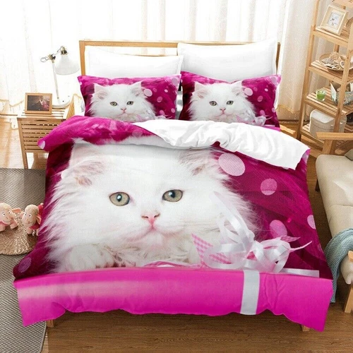 Set letto copripiumino gatto singolo/matrimoniale/re/super king materiale adatto alla pelle - Foto 7 di 37