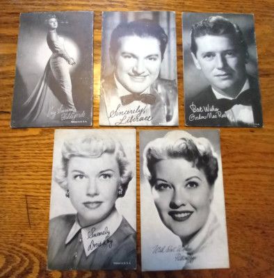 Vintage Stars Lot of 5 Exhibit Cards LIberace, Day, Hildegarde, Page, Mac Rae