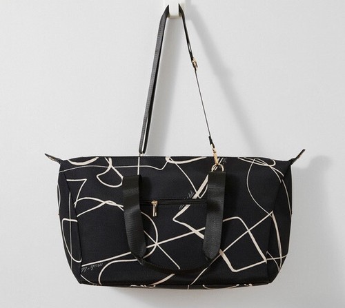 NWT Mali + Lili Signature Abstract Print Weekender Bag  Black & Tan Gold Accent