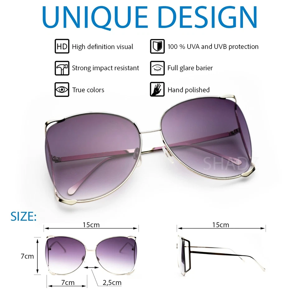 Gafas de sol grandes XXL "JENNER" DE GRAN TAMAÑO de metal degradado para mujer gafas de sol sombras Foto 4 de 4