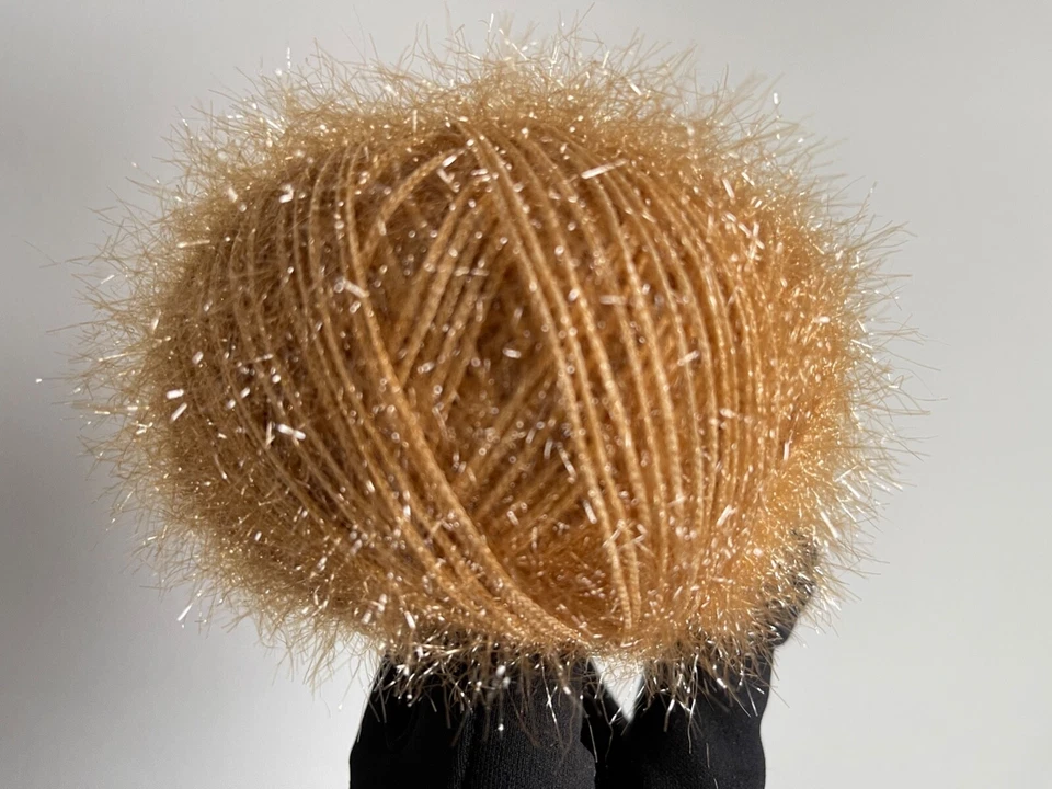 Sparkle Soft Dark Gold 68306 Ice Yarn Metallic Lurex Nylon Eyelash Yarn 50g 153y - Image 2 of 4
