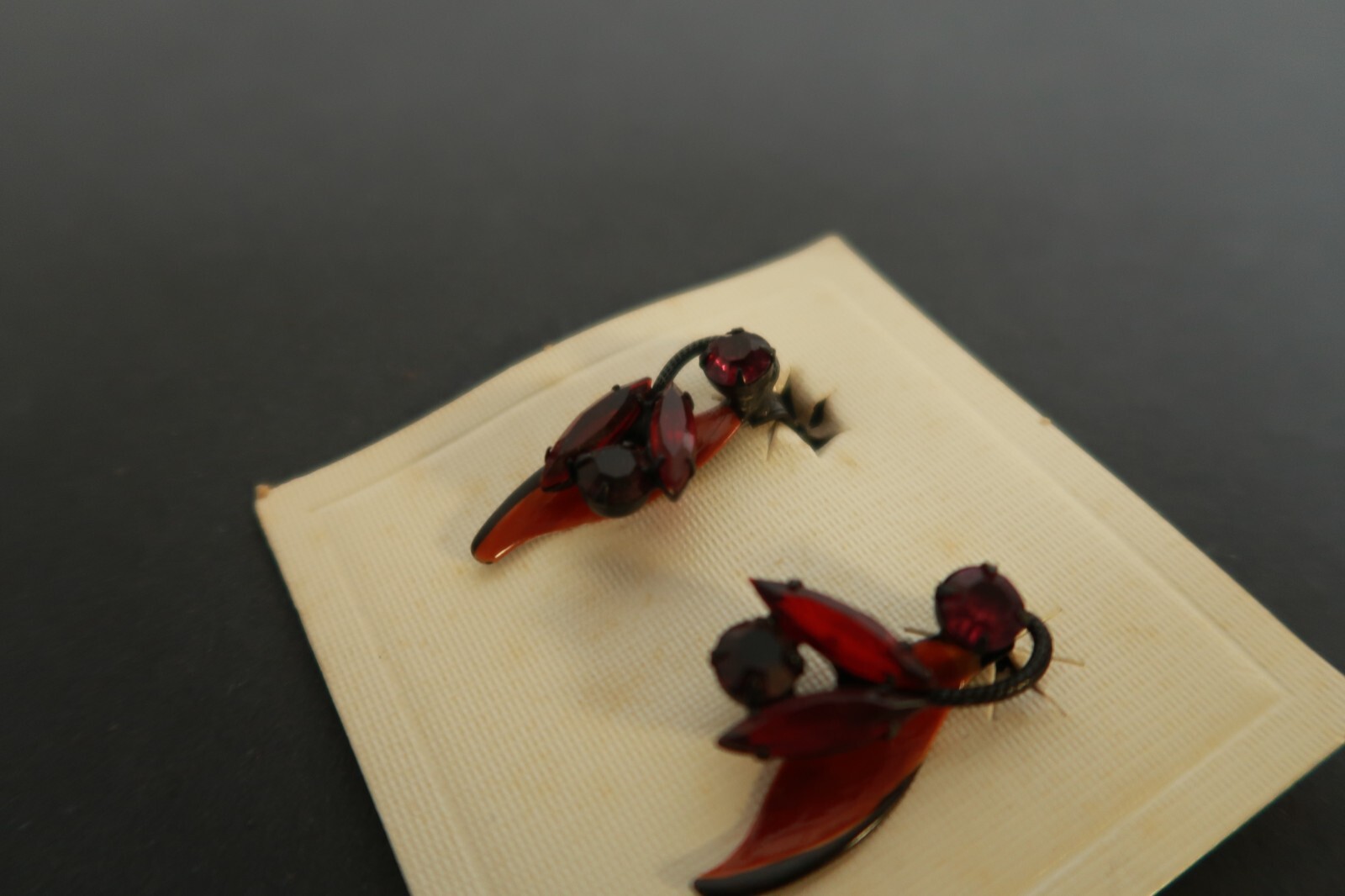 Dark Red Rose Flower Design with Ruby Gemstone Wo… - image 4