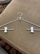 Vintage Metal Vinyl Coated Hanger With White Clips 14   JL 