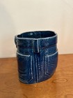 Vtg ceramic DENIM novelty planter vase blue jeans textured large  — photo 5