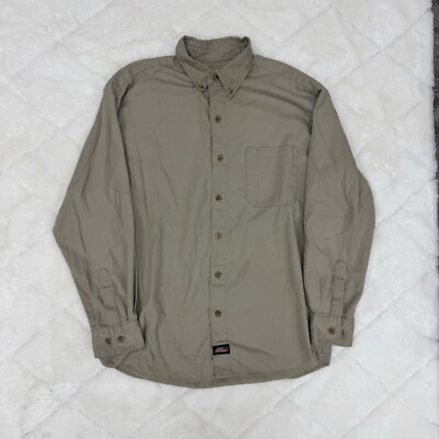 Vintage Dickies Khaki Button Up Shirt Size Large Utility Workwear