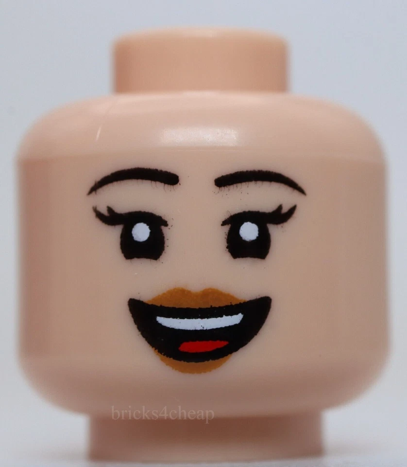 Lego Cabeza Mujer Delgada Cejas Negras Pestañas Largas Turrón Medio Labios Sonrisa Foto 2 de 2