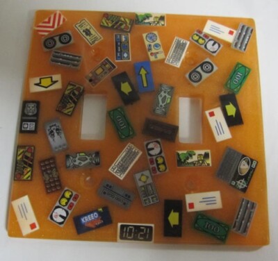 LEGO filled Resin Double Light Plate - Orange w/Decorative Pieces - (1 Piece)