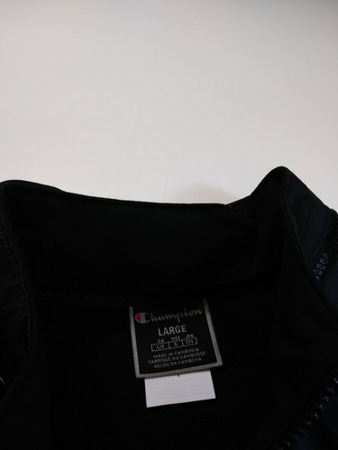 Herren Champion 100 % AUTHENTISCH L/S Reißverschluss Jacke Größe Large solides Logo schwarz - Bild 7 von 11