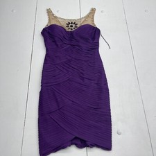 Adrianna Papell Purple Pleat Embellished Neck Dress Women’s Size 2P