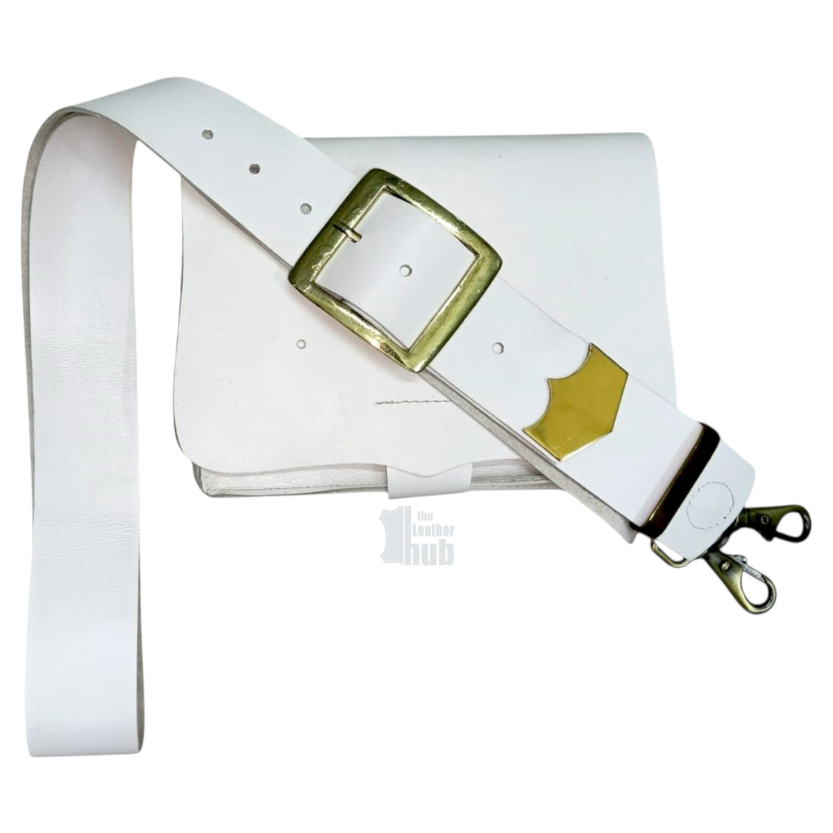 Cross Belt Strap & Pouch Old Pattern Genuine White Leather British