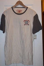 MEN'S LUCKY BRAND CREAM T-SHIRT"WAVE N' PAVE 1967 BOARDS & BIKES" SUPER SOFT HTF