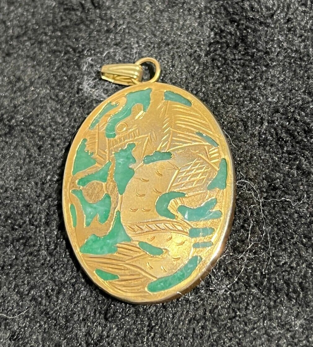 Jade Pendant Green Chinese dragon design from Japan Gem