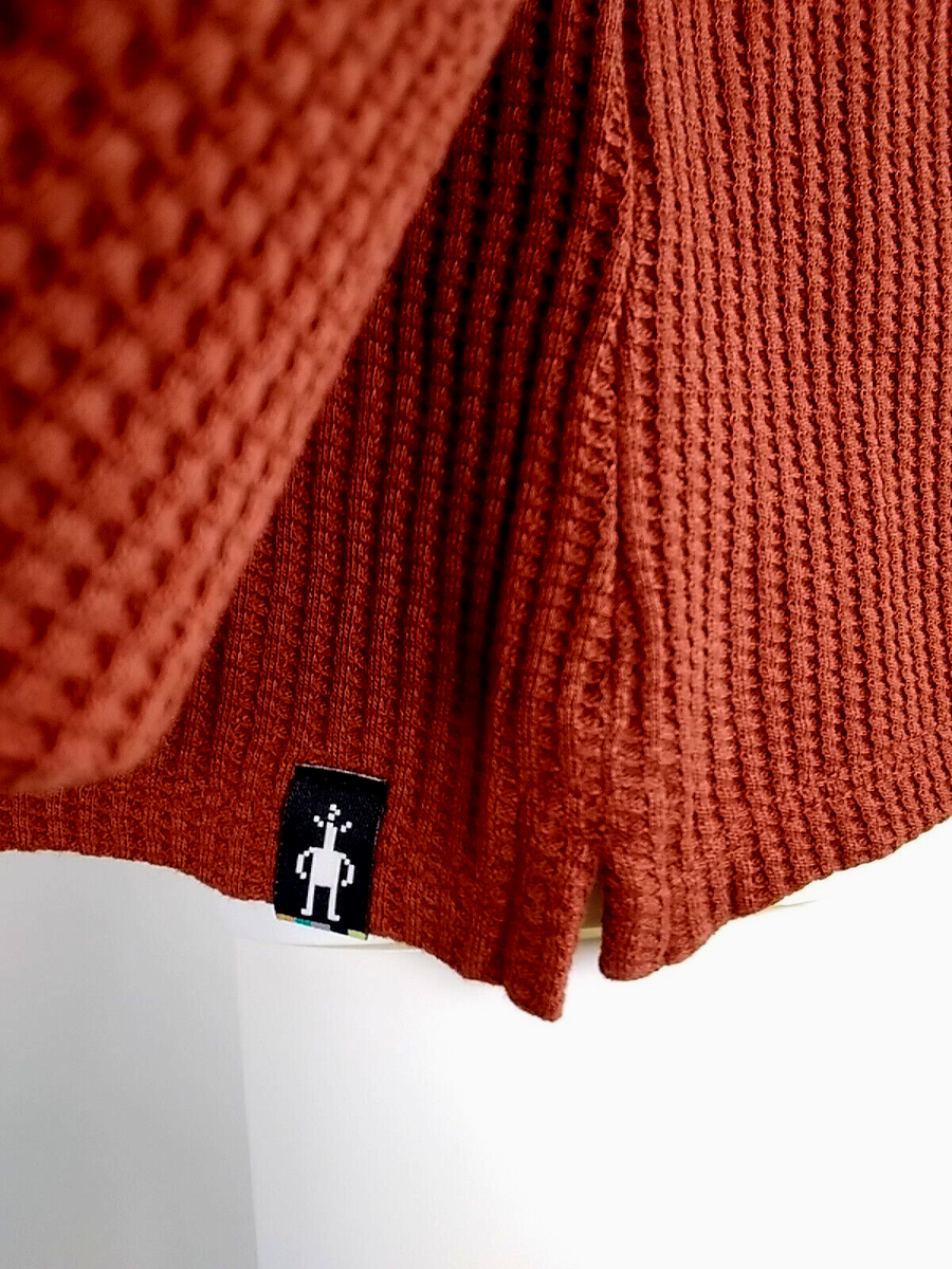 Smartwool Women Waffle Long Sleeve Henley Pecan Brown Medium