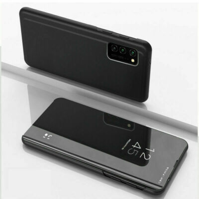 For Samsung A14 A12 A52 A32 5G A02s Mirror Plating Clear View Flip Leather Case