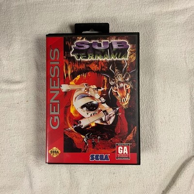 Sub Terrania (Sega Genesis, 1994) Complete In Box + Hang Tab