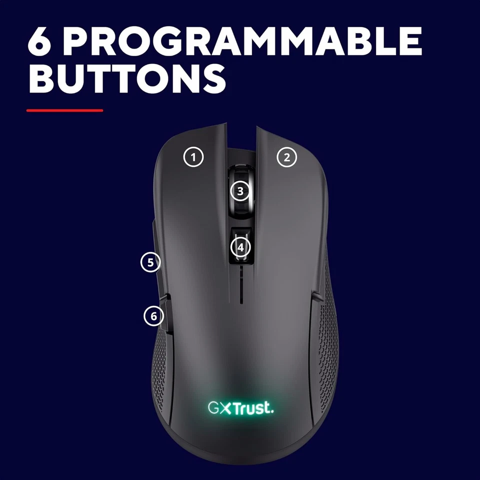 Trust GXT 931 Ybar Dual Wireless Gaming Mouse Bluetooth + 2.4GHz Low Latency, Re - Image 3 of 4