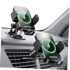 Wireless Car Charger, 15W Fast Charging Auto-Clamping Phone Holder Phone Black