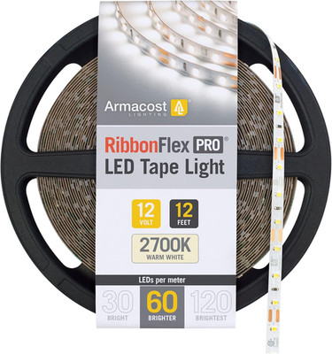Ribbonflex Pro 12V White LED Strip Lights 60 Led/M, 2700K, 12 Ft 132220