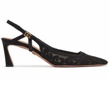 NEW DOLCE & GABBANA Womens 36.5 Black Pizzo Leo Slingback Lace Pumps
