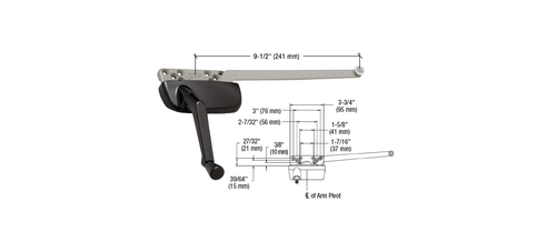 Bronze Left Hand Ellipse Style Casement Operator Surface Mount with 9-1/2" Sing - Picture 2 of 3