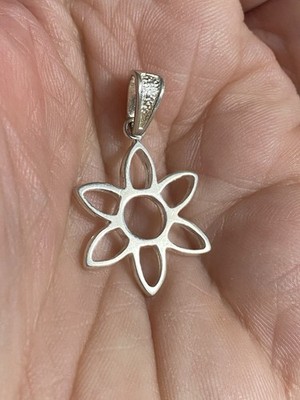 Sterling Silver Sunflower Pendant Signed Marked 925 Mex Egypt Flower