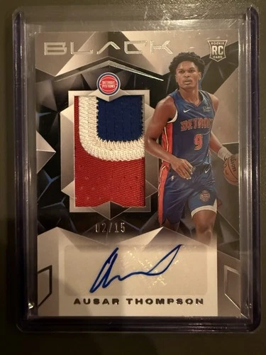 Panini Black Ausar Thompson Detroit Pistons Rookie Patch Auto /15