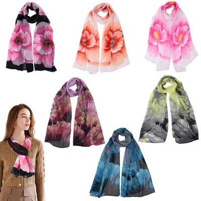6pcs Scarves for Women Lightweight Elegant Floral Pattern Shawls Wraps Spring...