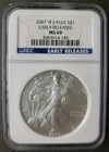 2007 W Burnished $1 American Silver Eagle Dollar NGC MS69
