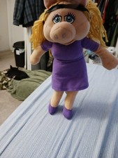 Muppets Miss Piggy Plush 2007 Jim Henson Purple Dress Embroidered Stuffed Toy