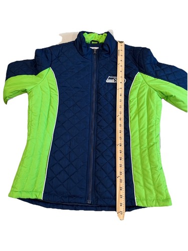 NFL Seattle Seahawks Jacket Womens Large Quilted Puffer Zip Pockets Football - Picture 6 of 7