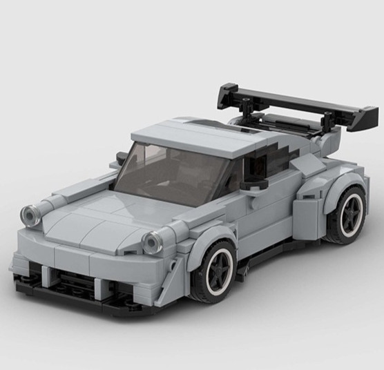 Custom MOC Lego Porsche 911 Grey Sports Car 354 Piece Building Brick track Car