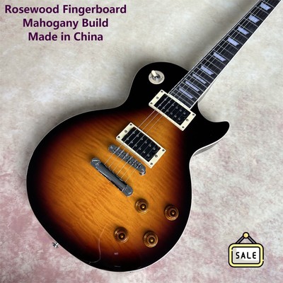 Handcrafted Electric Guitar: Custom Brown Sunburst LP, 22 Frets, HH Pickups