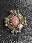Vintage Sorrelli Pink Quartz Aurora Silver Tone Pin Brooch Costume Jewelry