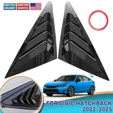 Glossy Black Quarter Panel Rear Side Window Louver For 2022-25 Civic Hatchback