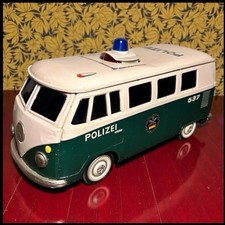 Vintage 1950  s Yonezawa Tin Volkswagen T1 Police Van Polizei Toy Made in Japan