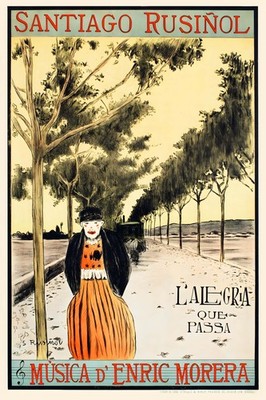   Santiago Rusiñol 'L'Alegria Que Passa' Art 1920s Vintage Poster - 24x36 