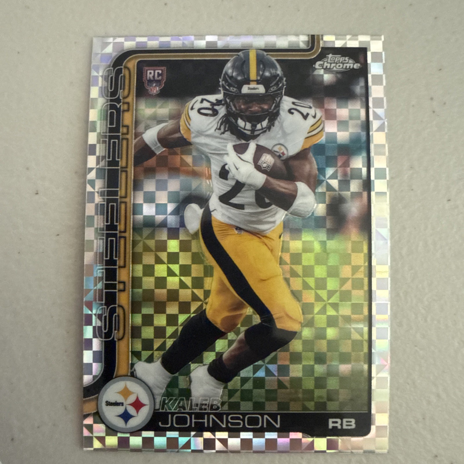 2025 Topps Chrome Rookies Geometric Refractor Kaleb Johnson #323 14mf