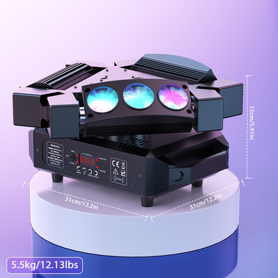 240W 9 LED RGB DMX512 Spider Stage Lighting Moving Head Disco Sound Party Light