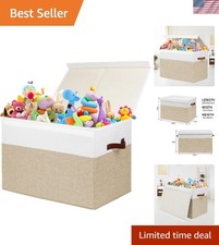 Stylish Beige  White Toy Storage Chest with Removable Dividers - 25  x13  x16  