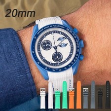 TPU Rubber Watch Strap 20mm Curved End for Omega X Swatch Moon Men Women Band