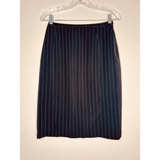 Giorgio Armani Pinstripe Tailored Midi Skirt Black Made in Italy Size 36