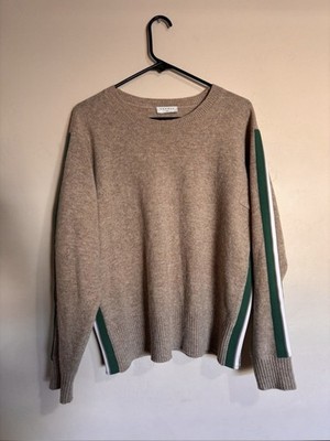 Sandro Paris Wool Woman s Green and White Stripped Sweater Size 2