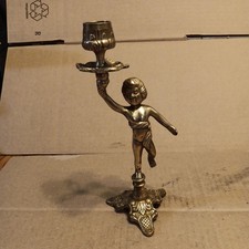 Vintage Brass Cherub Candlestick Decorative O...