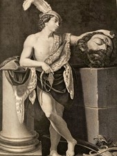 Very Pretty Engraving Museum Louvre David And GOLIATH Head Xixth Print Art Old