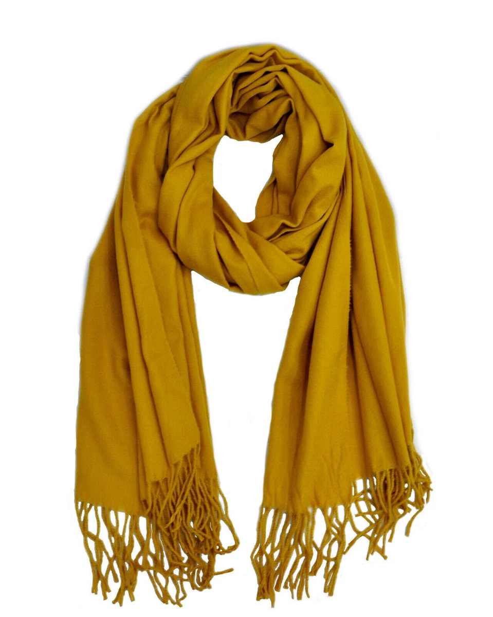 Schal Senfgelb Gemustert Damen - Warmer Winterschal Weich & Kuschelig