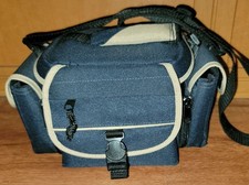 Navy Camera Bag Multi-Pocket Compact with Adjustable Strap Used