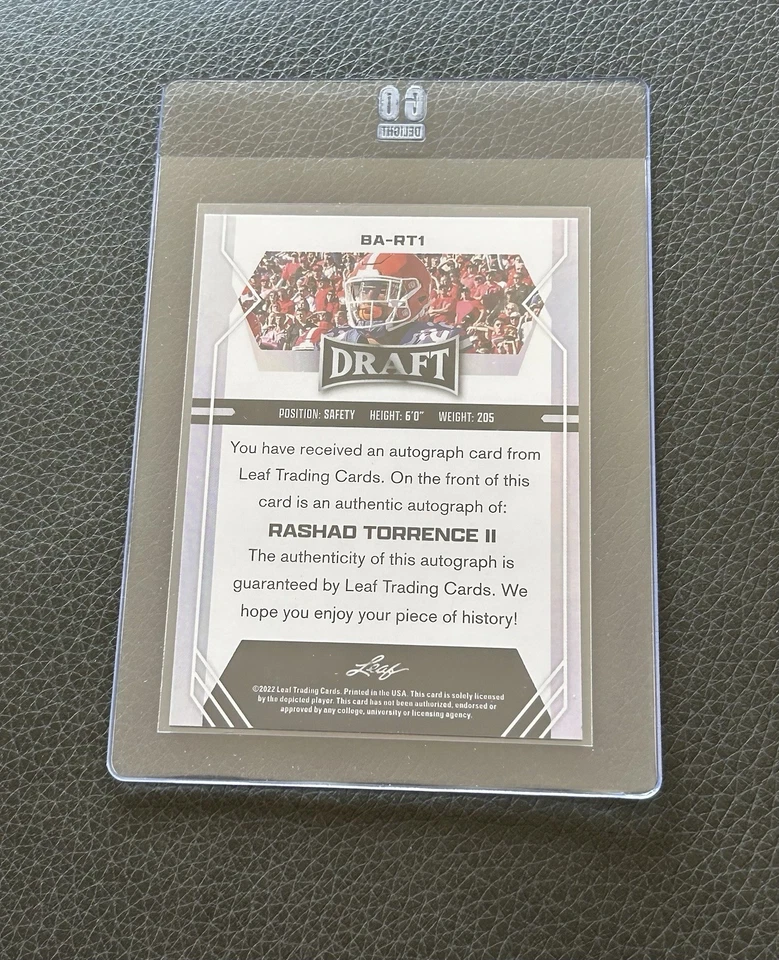 2022 Leaf Draft - Autographs Rashad Torrence II #BA-RT1 Red (AU, RC) - Image 2 of 2