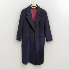 Forecaster of Boston Women 12Navy Wool Blend Trench Over Coat Long Made In USA