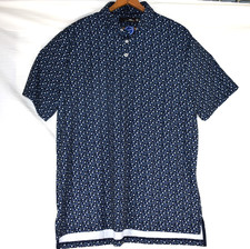 Polo Ralph Lauren RLX Golf Polo Shirt Mens L Navy White Golf Clubs Performance